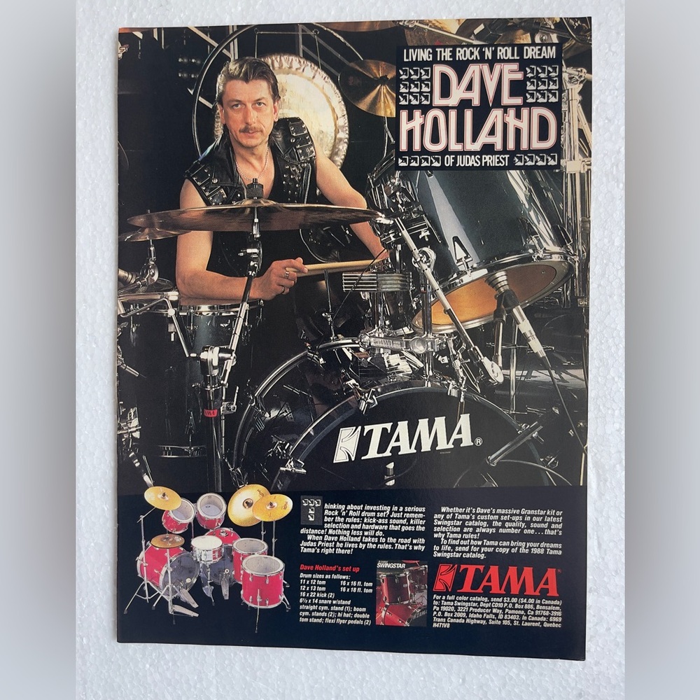 Judas Priest’s Dave Hollander Tama Drum Ad